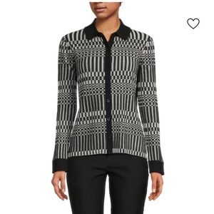 ECRU Checkered Collared Cardigan M